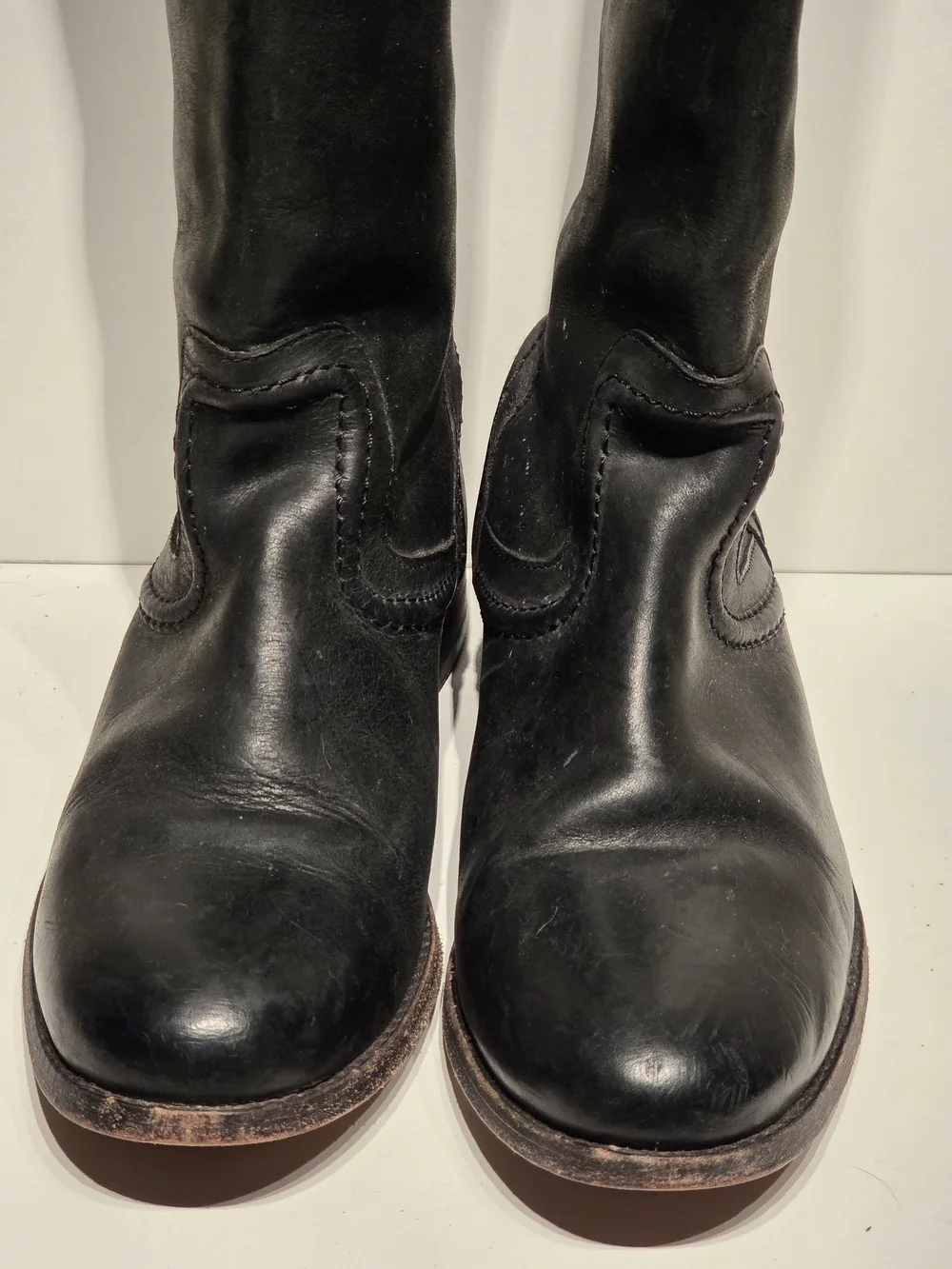 Women's Frye Melissa Trapunto Leather Black Tall RIDING Boots 76441 size 6.5